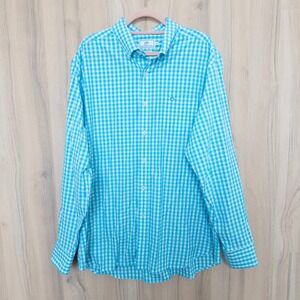Southern Tide Mens Button Down Shirt Sz XL Aqua Gingham Classic Fit Coastal Prep